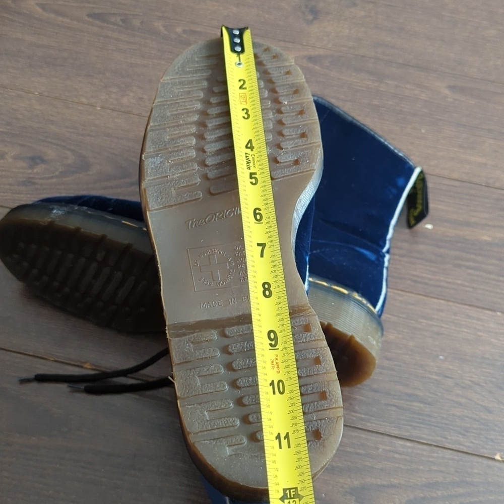 VINTAGE 80's Dr Martens Blue Emerald Velvet Made in England Boots - Picture 15 of 16
